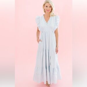 LaRoque Marlow blue ticking stripe dress, large